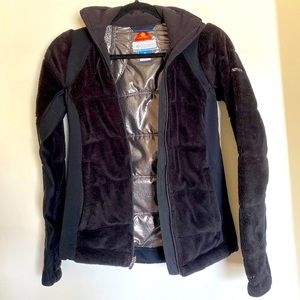 Columbia Omni-heat jacket metallic silver lining XS fuzzy black zipper coat